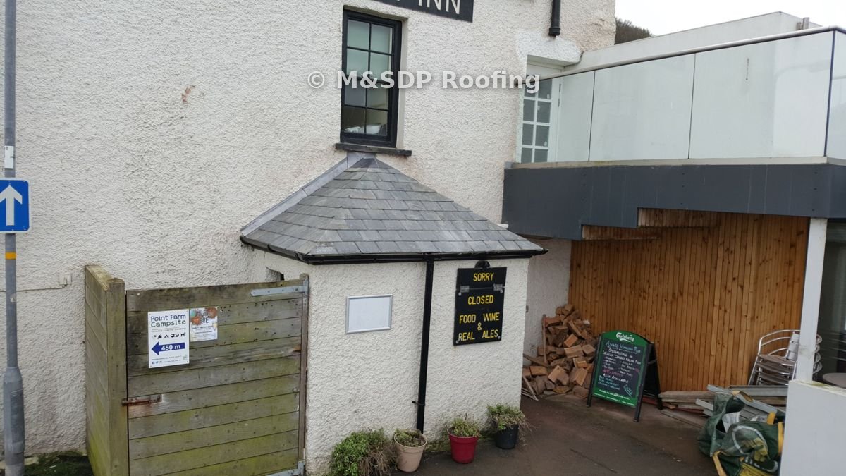 Re-roofed porch at the Griffin Inn, Dale