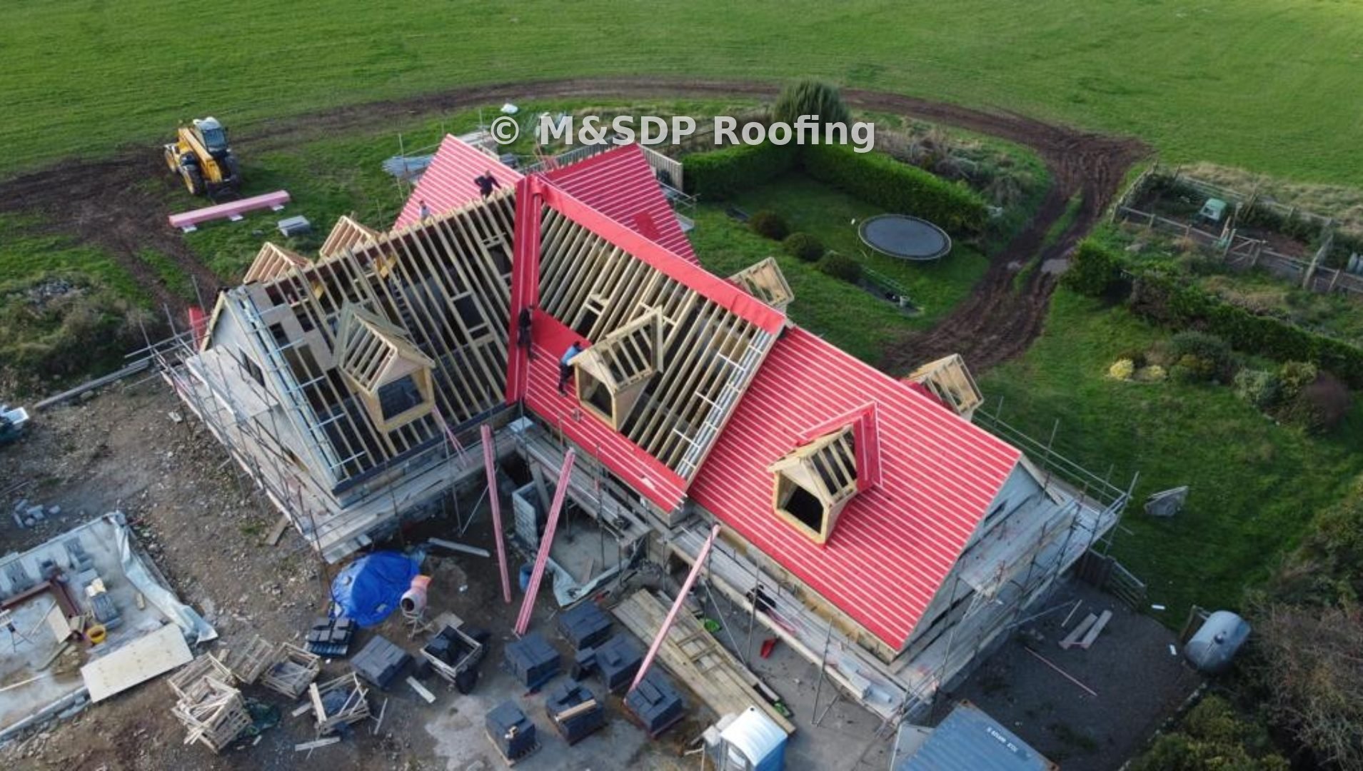 Roof timbers and dormer frames from above