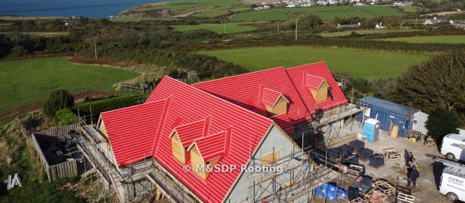 M&SDP van on site above the Pembrokeshire coast